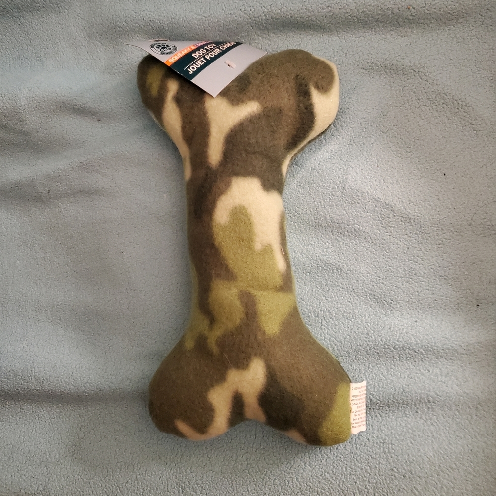 Dog Squeaky camouflage plush bone